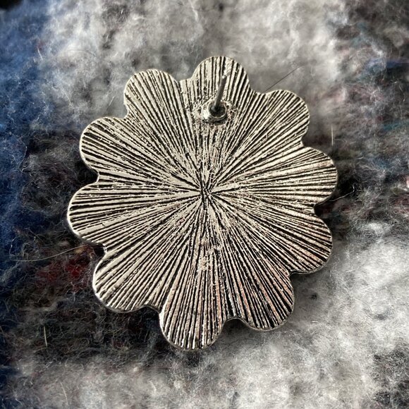 Faux Turquoise Floral Earrings large statement jewelry western southwest - Picture 5 of 8